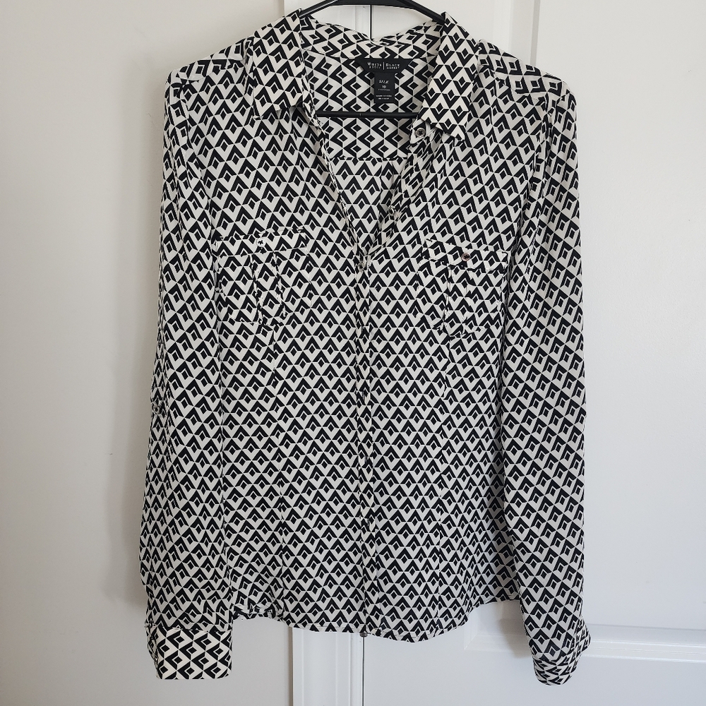 WHBM 100% Silk Longsleeve Button Down Shirt. Size 10. NWOT.